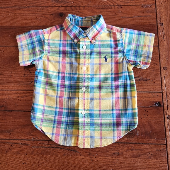 Ralph Lauren infant Madras SS button-down and Chino bundle Size 12 months - Picture 2 of 13